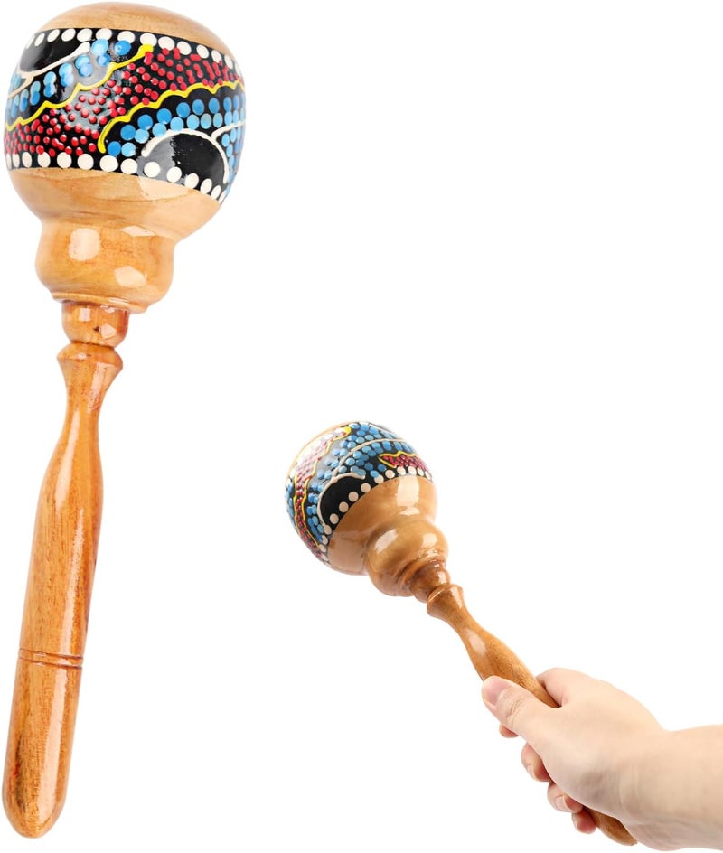 GOGHOST 1 Pack Handmade Wooden Maraca for Adults, 10.7" Professional African Hand Percussion Rattles, Handpaint Rumba Shaker Musical Instrument, Fiesta Mexican Party Favors(Natural) - Image 1